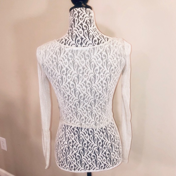 Urban outfitters mesh crop top metallic cream - Picture 2 of 2